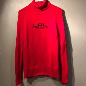 Ralph Lauren red turtleneck close-knit sweater